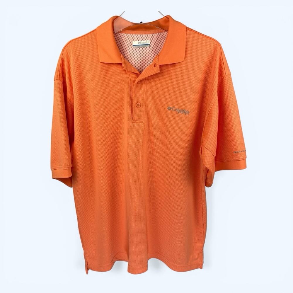 Columbia PFG Omni-Shade Vented Men's Orange Polo Fishing Golf Shirt Medium